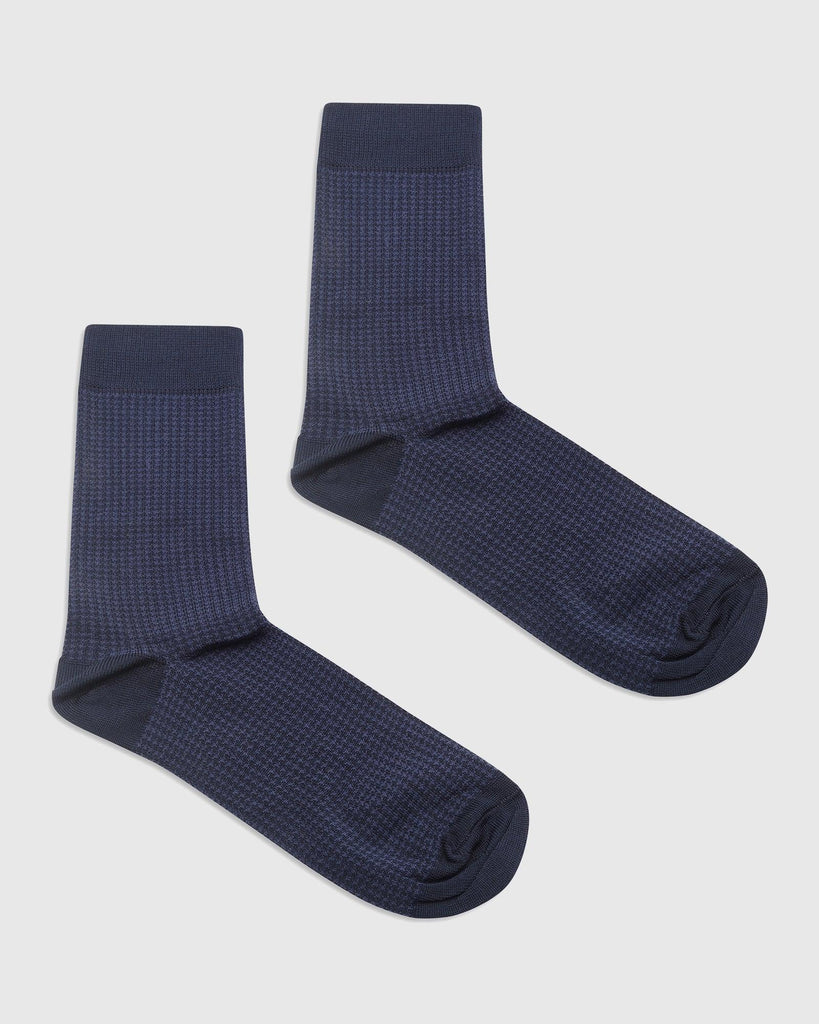 Cotton Navy Textured Socks - Ramsey