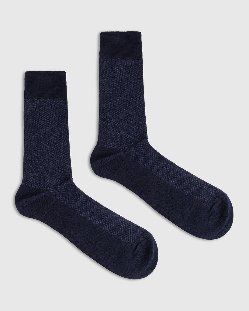 Cotton Navy Textured Socks - Rexburg