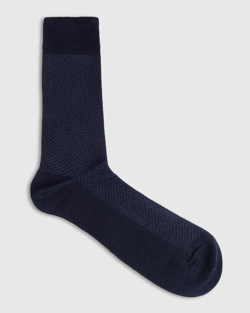 Cotton Navy Textured Socks - Rexburg