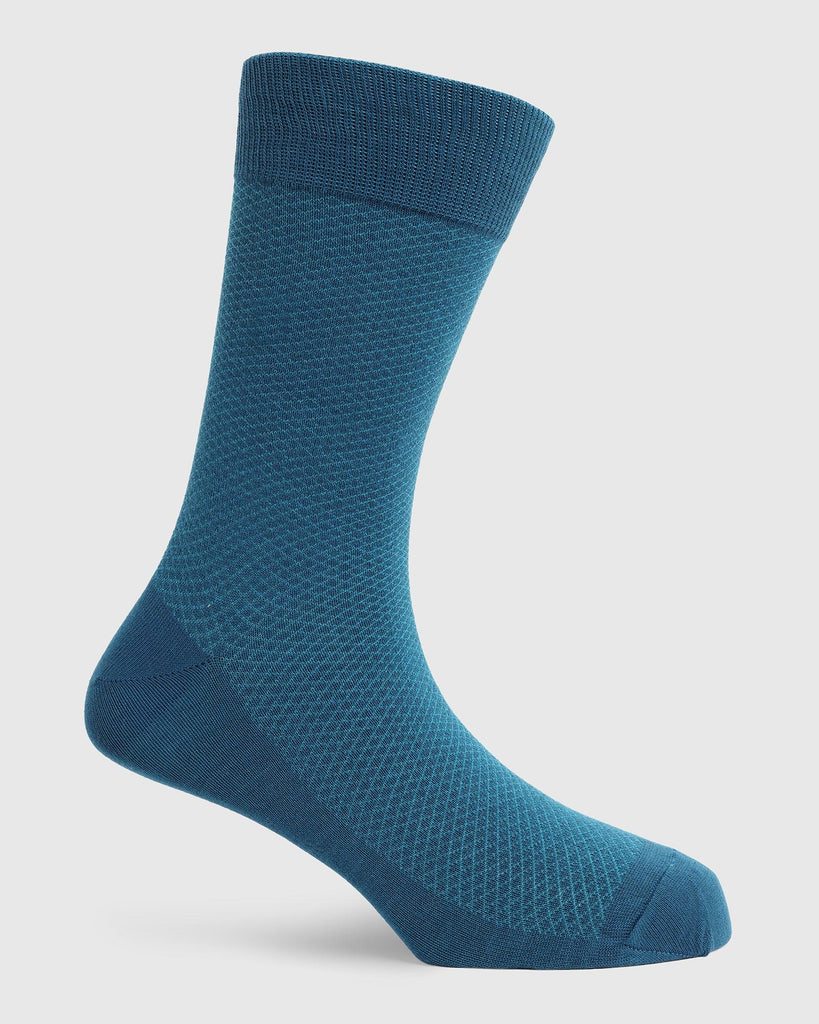 Cotton Teal Textured Socks - Rexburg