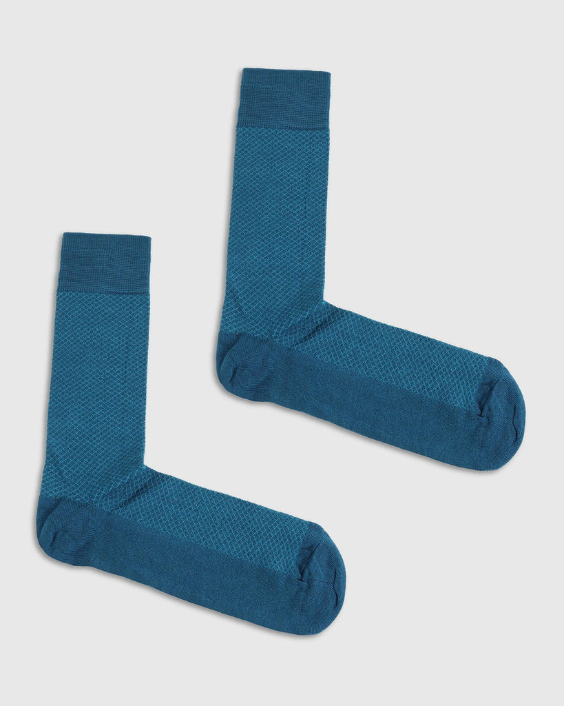 Cotton Teal Textured Socks - Rexburg