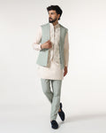 Mint Swarn Textured Achkan Set - Cortez
