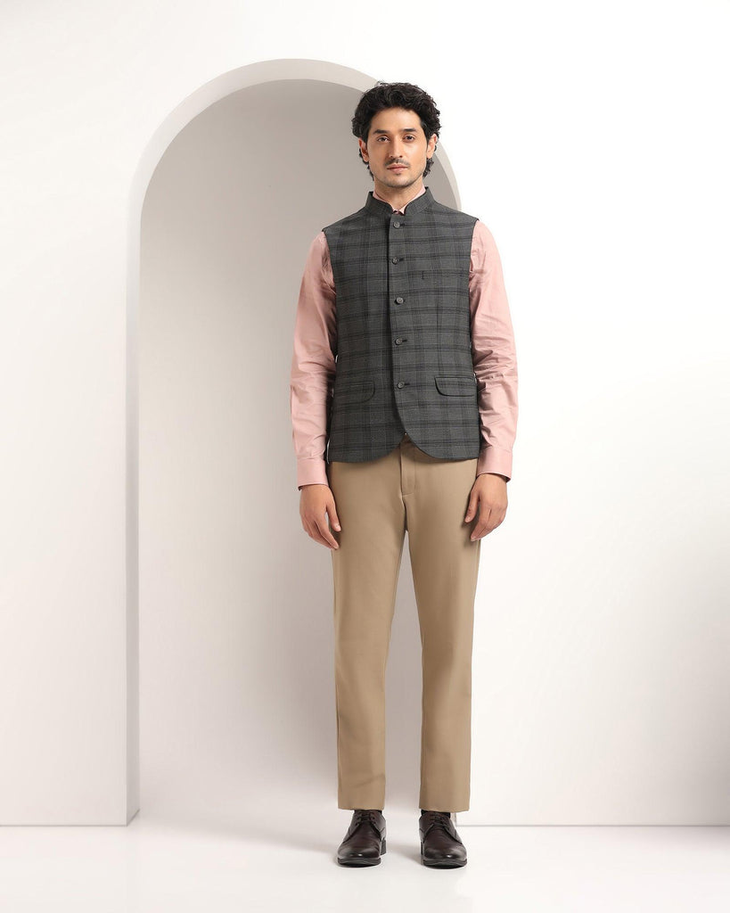 Bandhgala Formal Brown Textured Waistcoat - Kafka