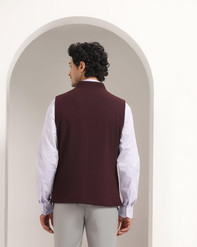 Bandhgala Formal Wine Textured Waistcoat - Echo