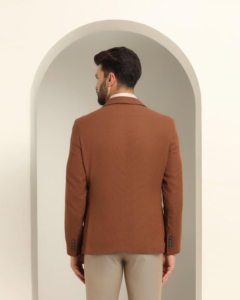 Formal Tobacco Brown Textured Blazer - Sarwin