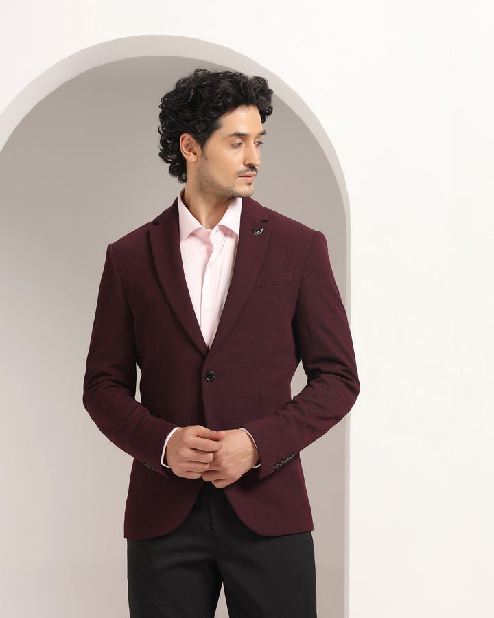 Formal Wine Textured Blazer - Eban