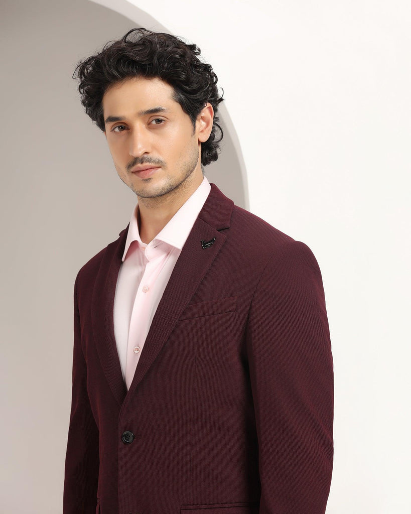 Formal Wine Textured Blazer - Eban