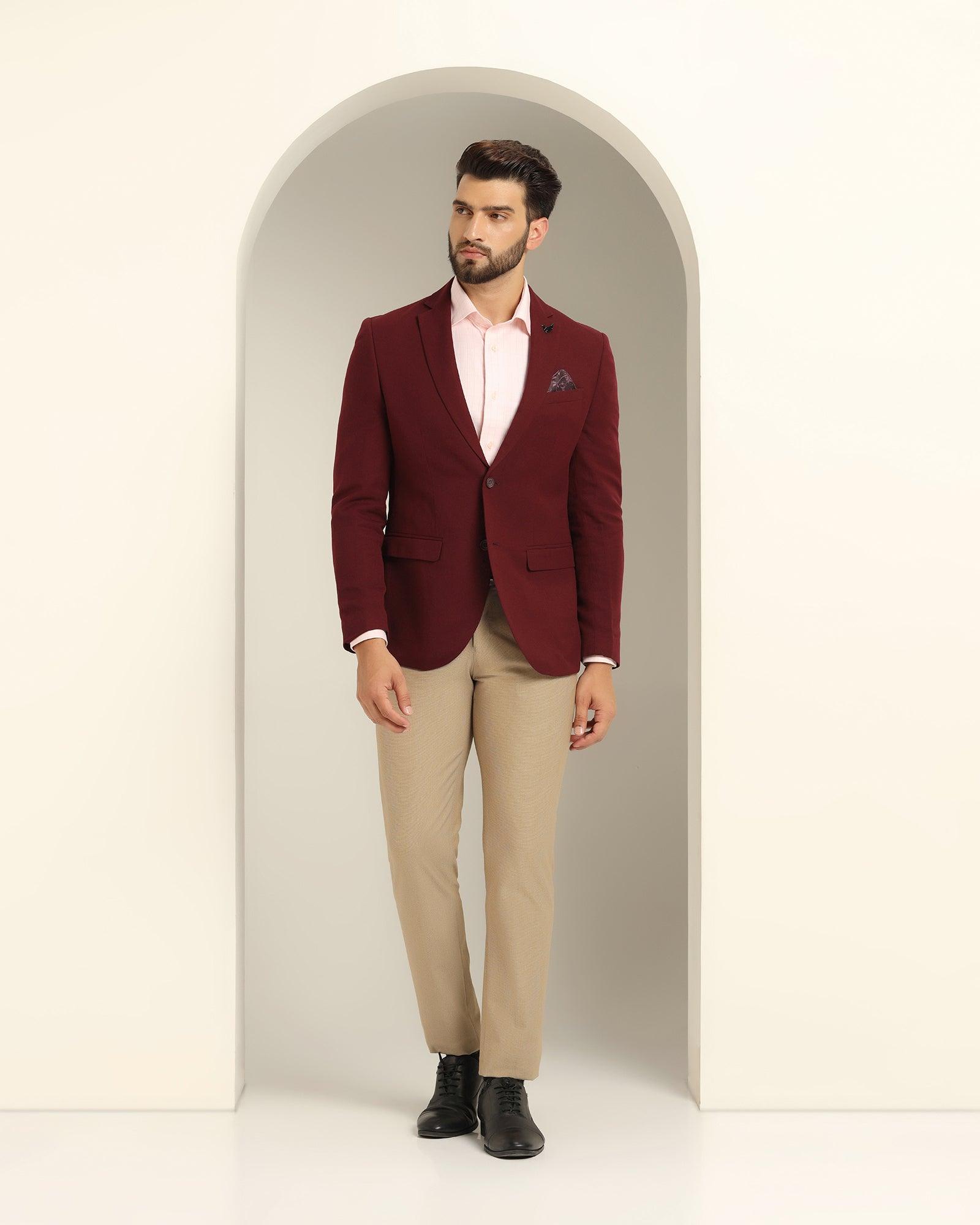 Textured Formal Blazer In Wine (Sarwin) - Blackberrys