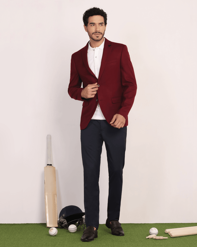 Formal Wine Textured Blazer - Sarwin