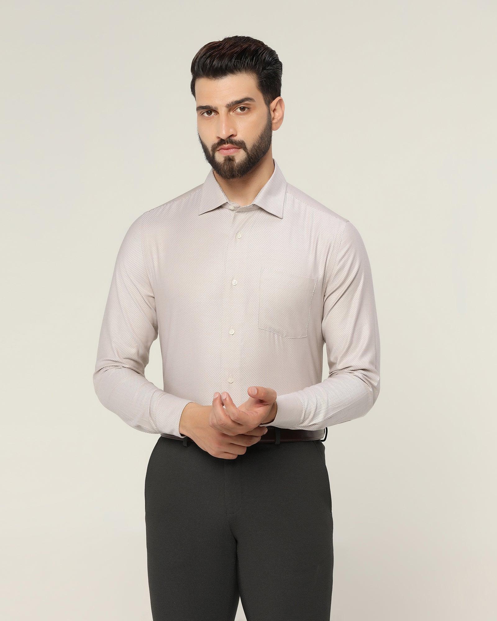 Formal Beige Textured Shirt - Lance