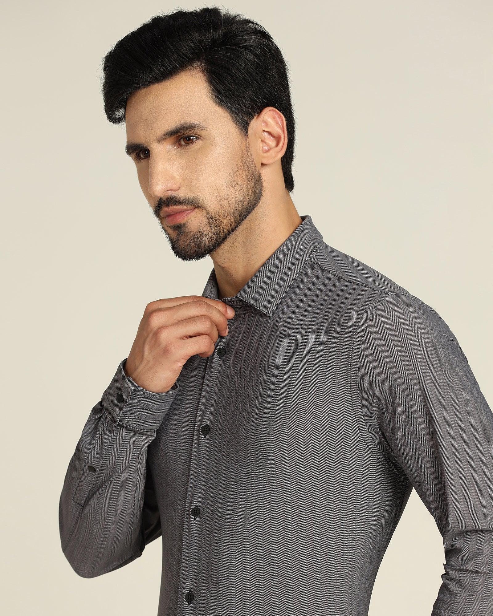 TechPro Textured Formal Shirt In Black (Elliot) - Blackberrys