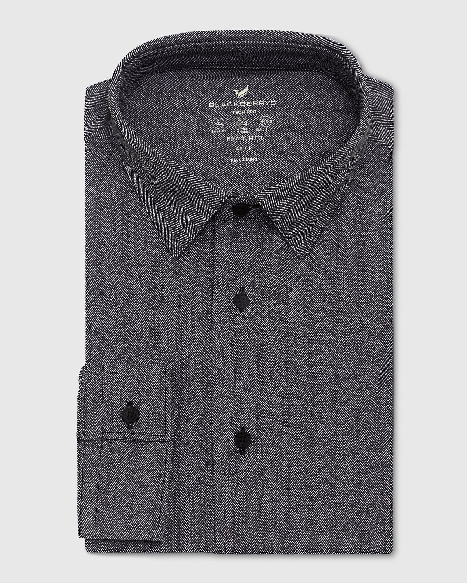 TechPro Textured Formal Shirt In Black (Elliot) - Blackberrys