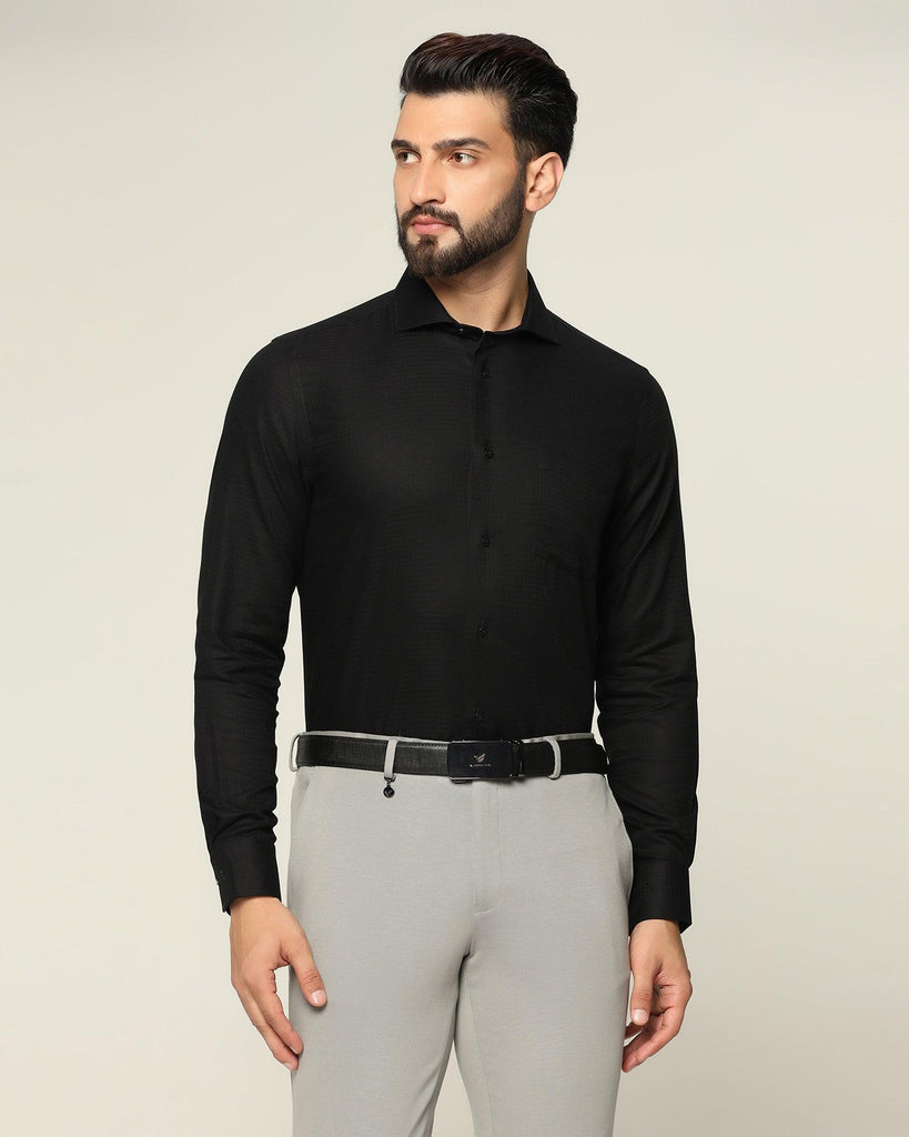 Formal Black Textured Shirt - Jen