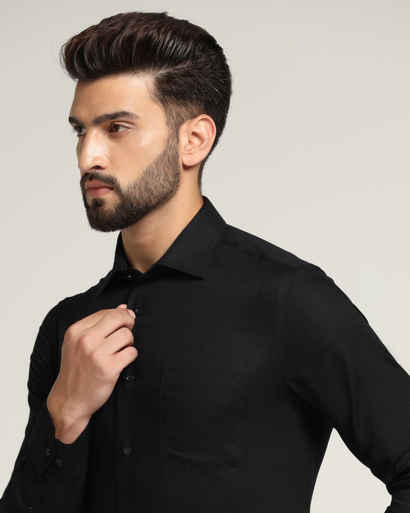 Formal Black Textured Shirt - Kush