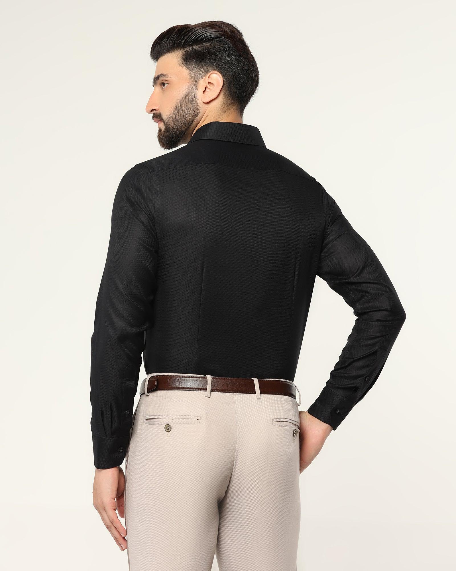 Formal Black Textured Shirt Kwid