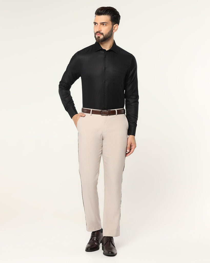 Formal Black Textured Shirt - Kwid