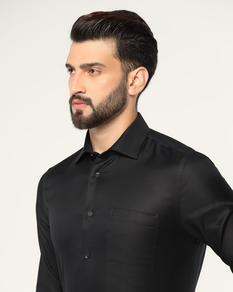 Formal Black Textured Shirt - Kwid