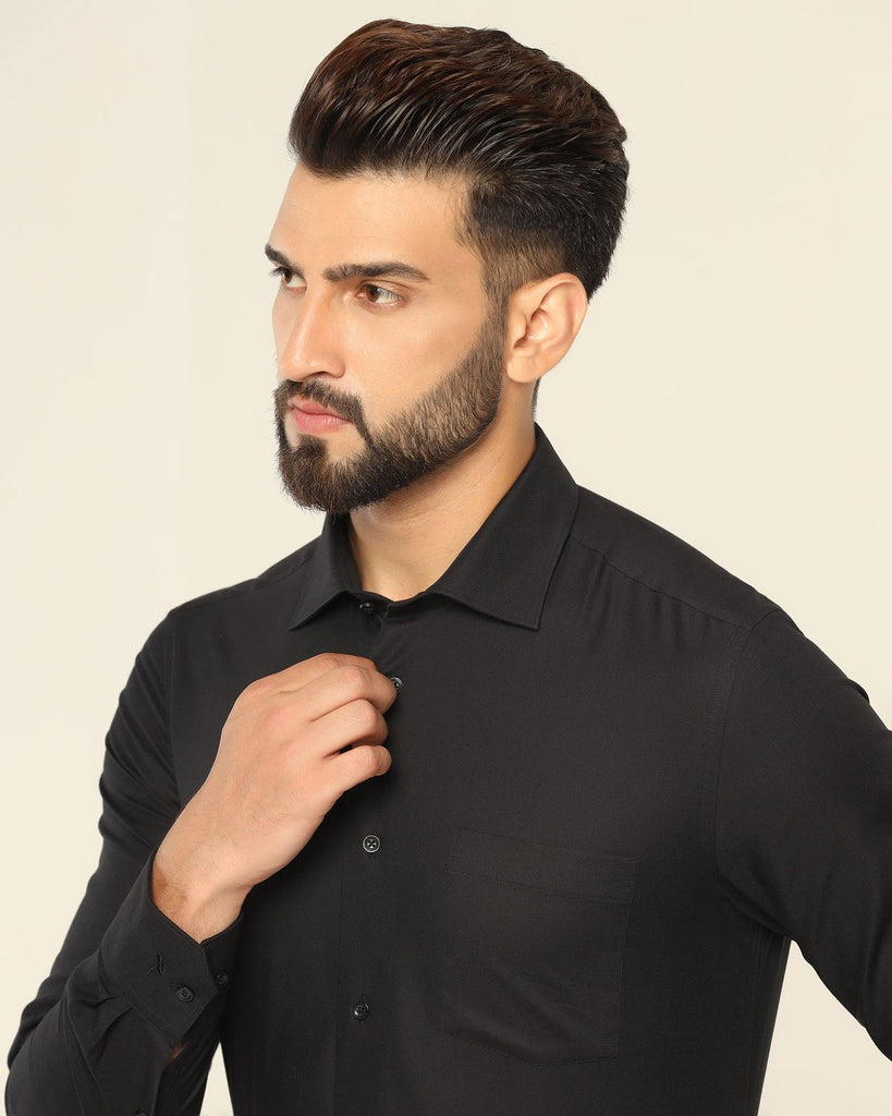 Formal Black Textured Shirt - Setal