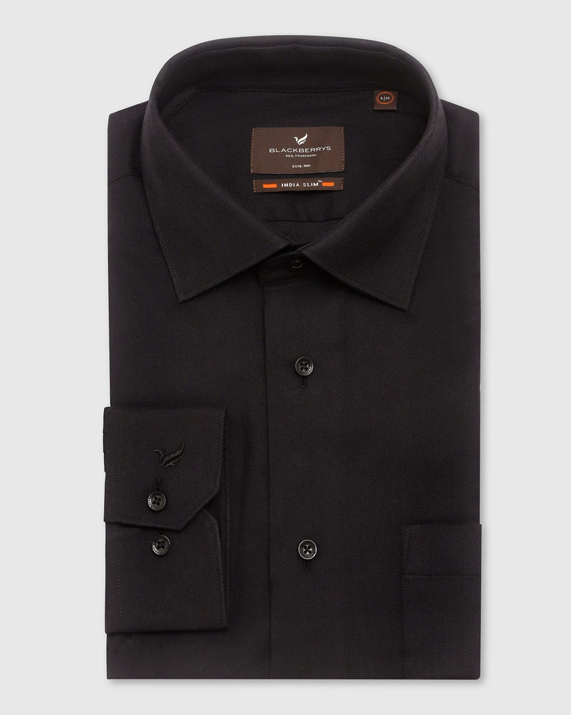 Formal Black Textured Shirt - Setal