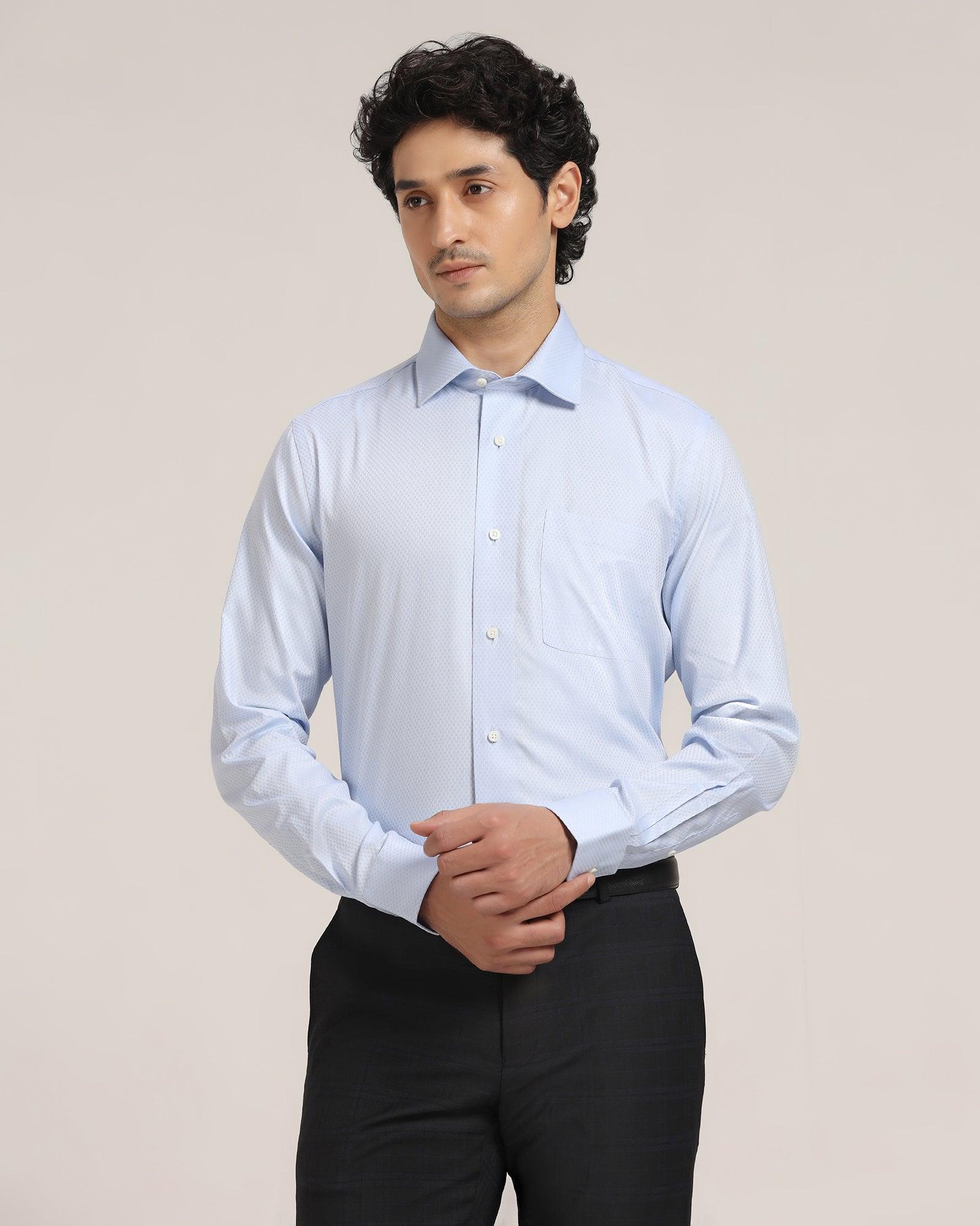 Formal Blue Textured Shirt - Clave