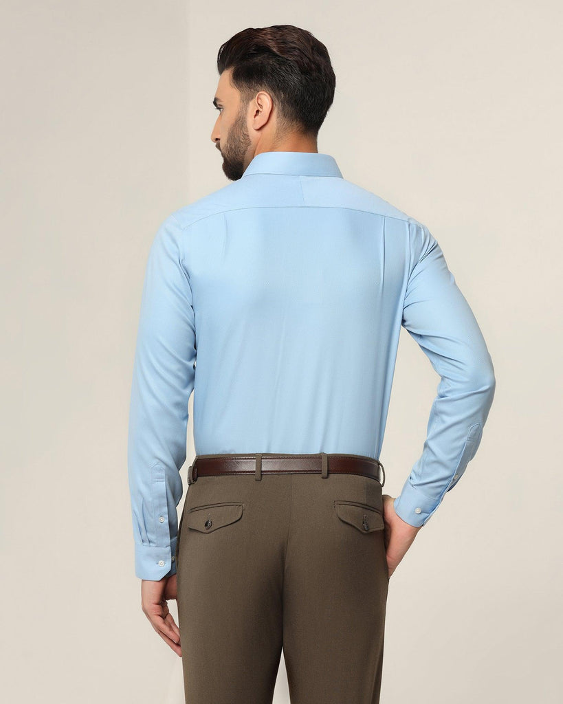 Non Iron Formal Blue Textured Shirt - Dofon