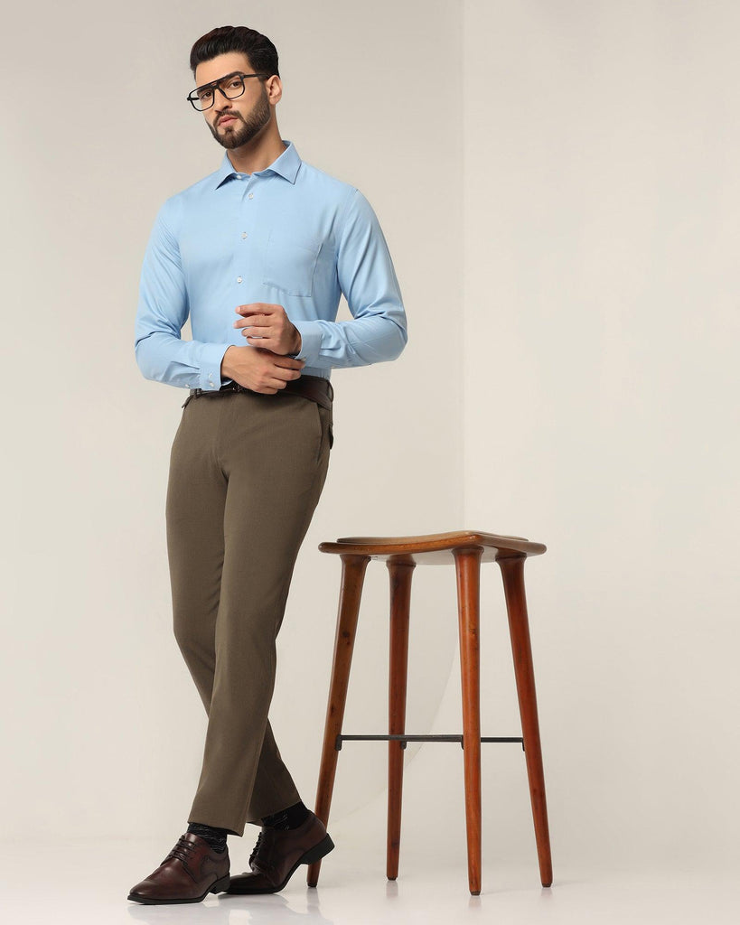 Non Iron Formal Blue Textured Shirt - Dofon