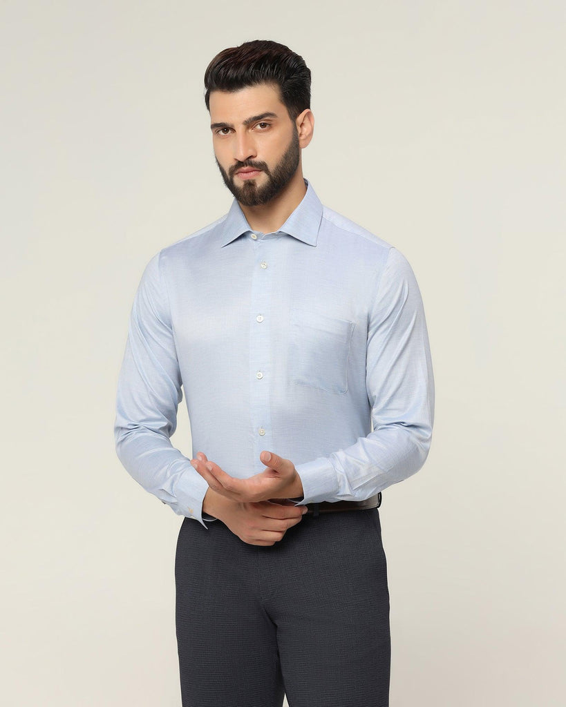 Luxe Formal Blue Textured Shirt - Fifi