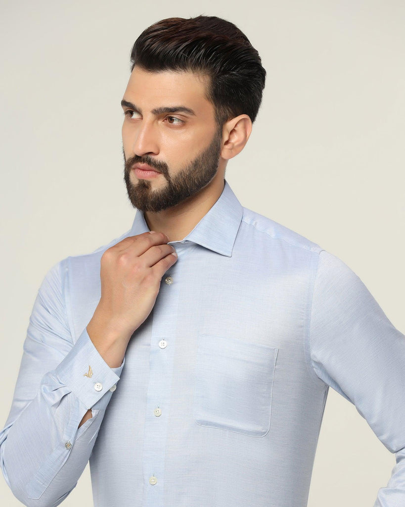 Luxe Formal Blue Textured Shirt - Fifi