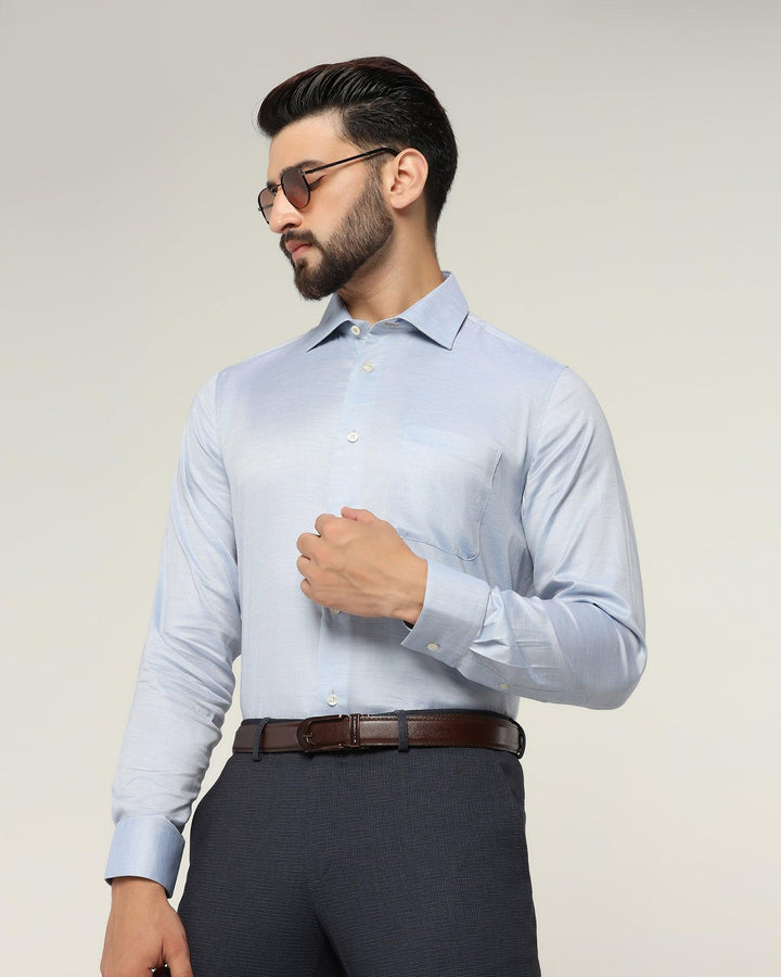 Luxe Formal Blue Textured Shirt - Fifi