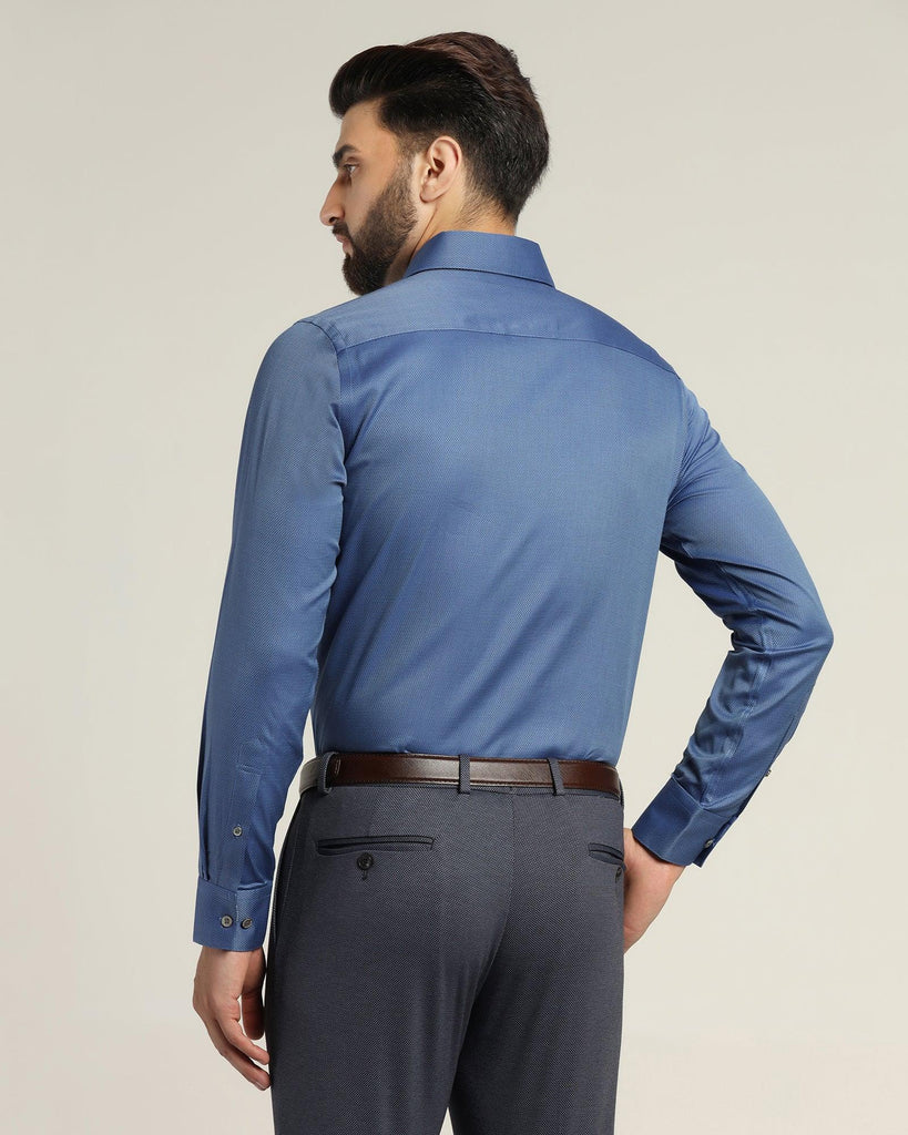 Luxe Formal Blue Textured Shirt - Fixer