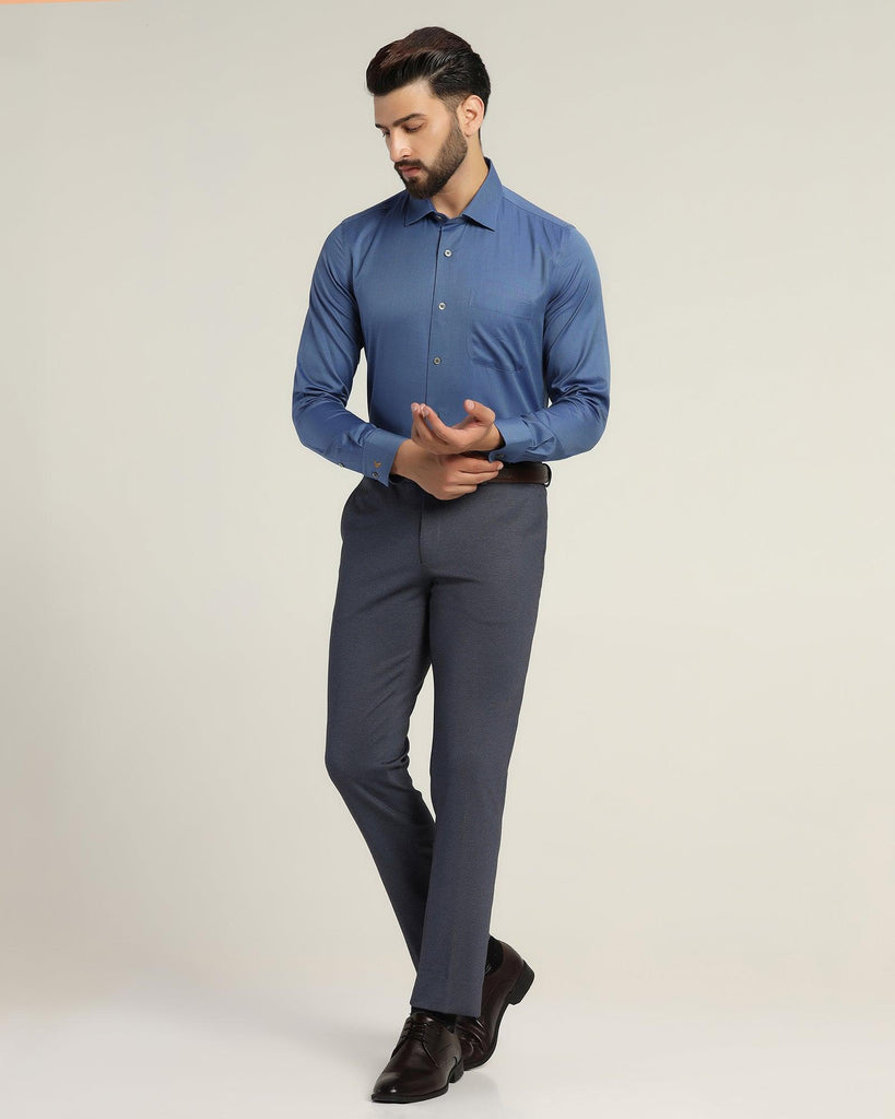 Luxe Formal Blue Textured Shirt - Fixer