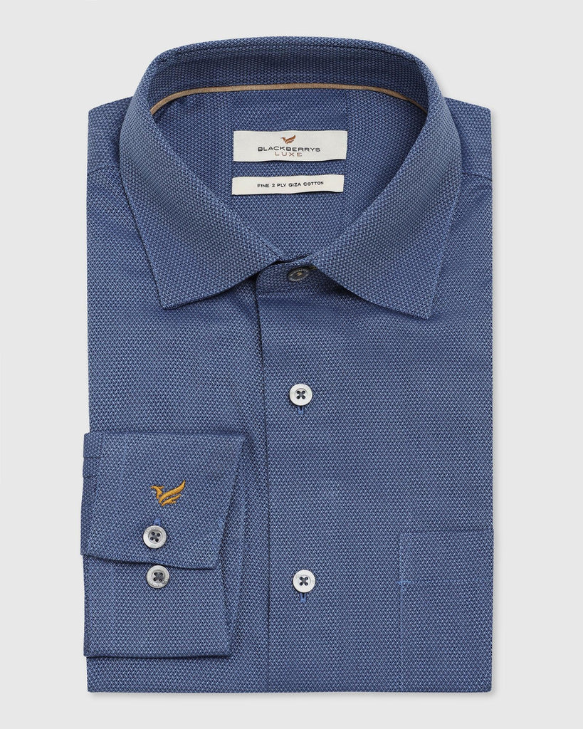 Luxe Formal Blue Textured Shirt - Fixer