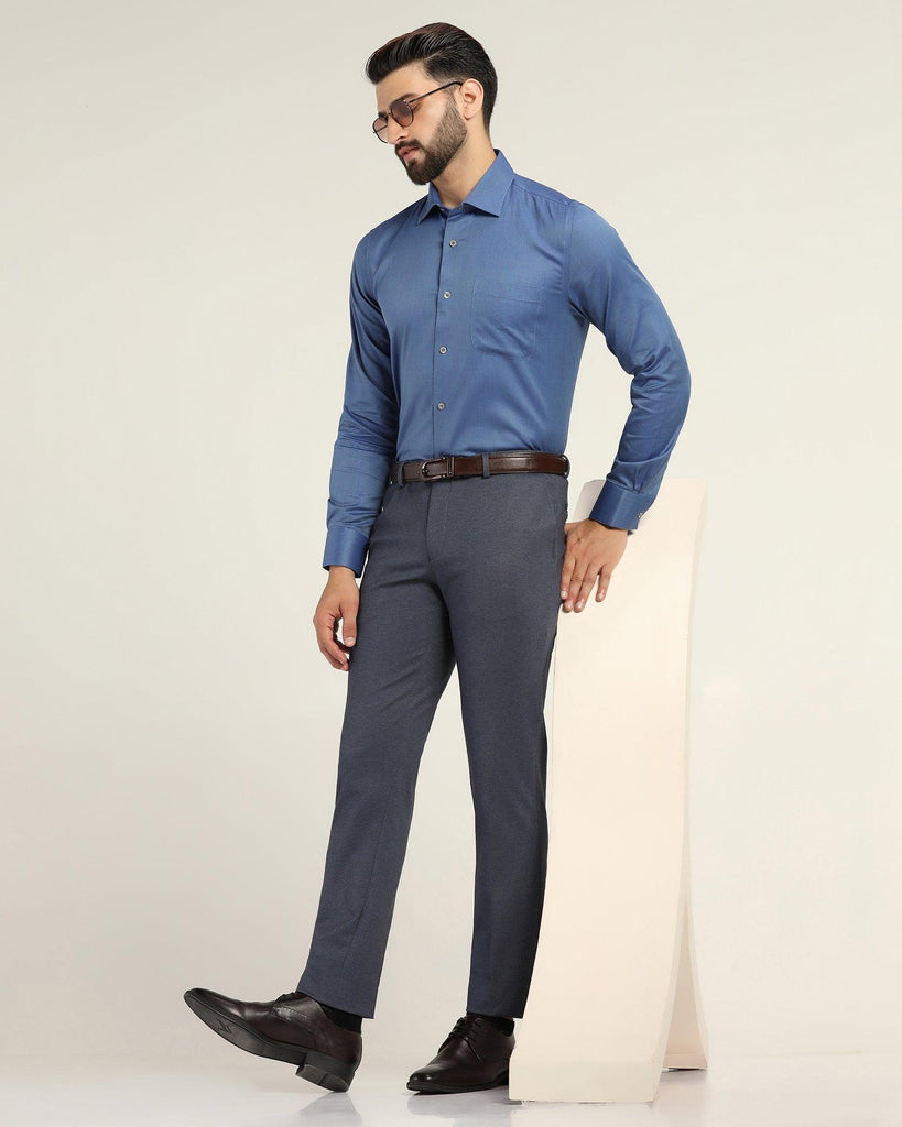 Luxe Formal Blue Textured Shirt - Fixer