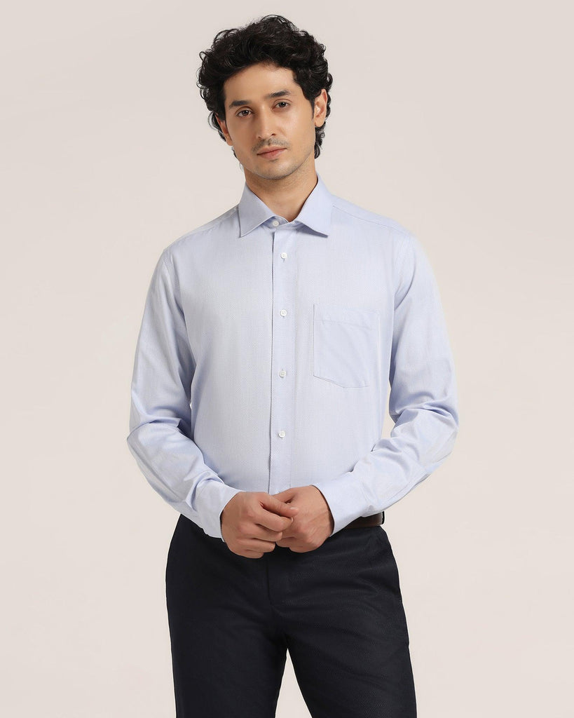 Formal Blue Textured Shirt - Kwik