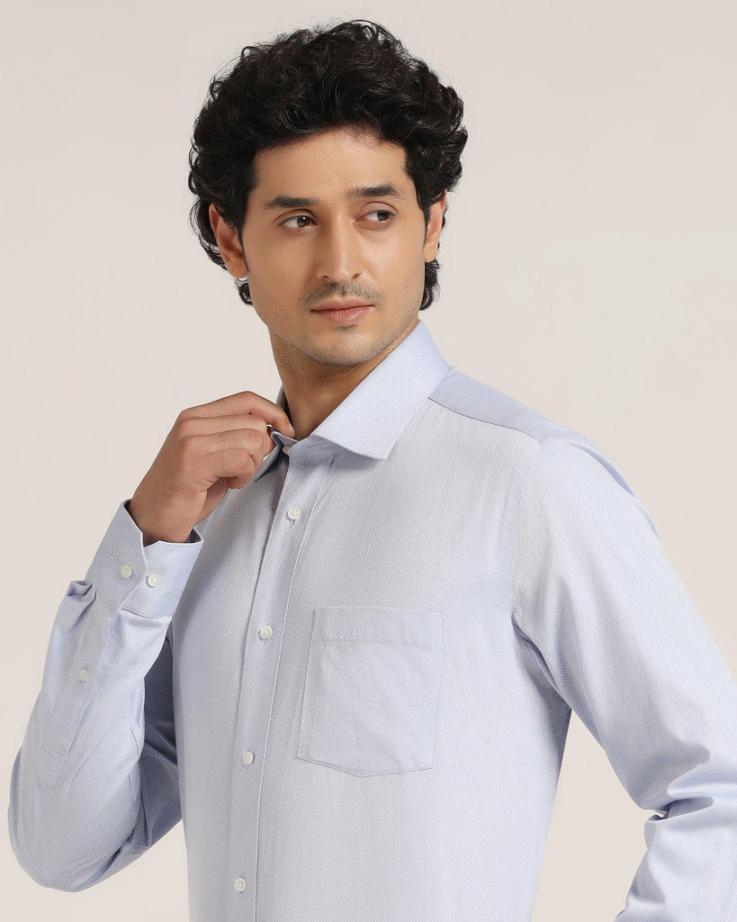 Formal Blue Textured Shirt - Kwik