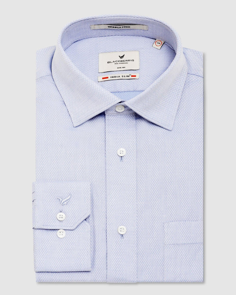 Formal Blue Textured Shirt - Kwik