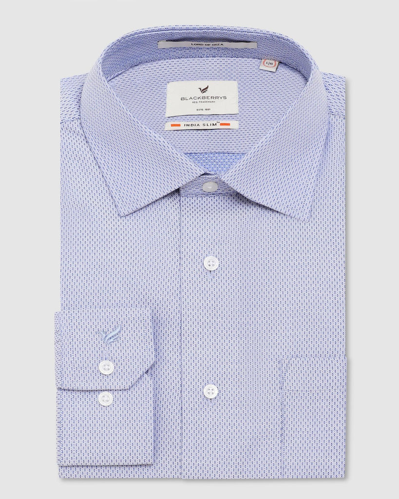 Formal Blue Textured Shirt - Lance