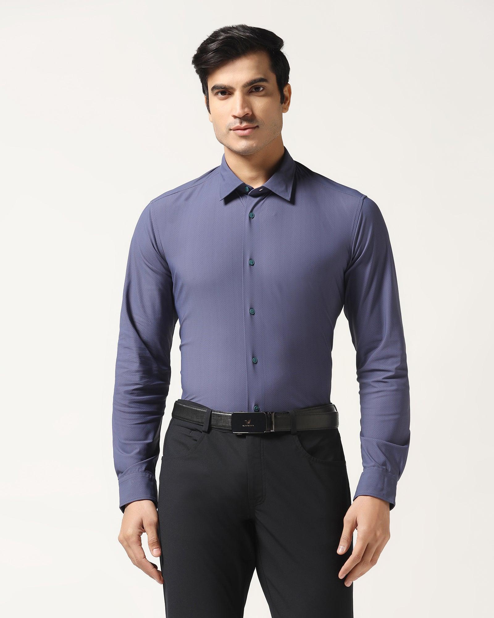 TechPro Formal Blue Textured Shirt - Mello - Blackberrys