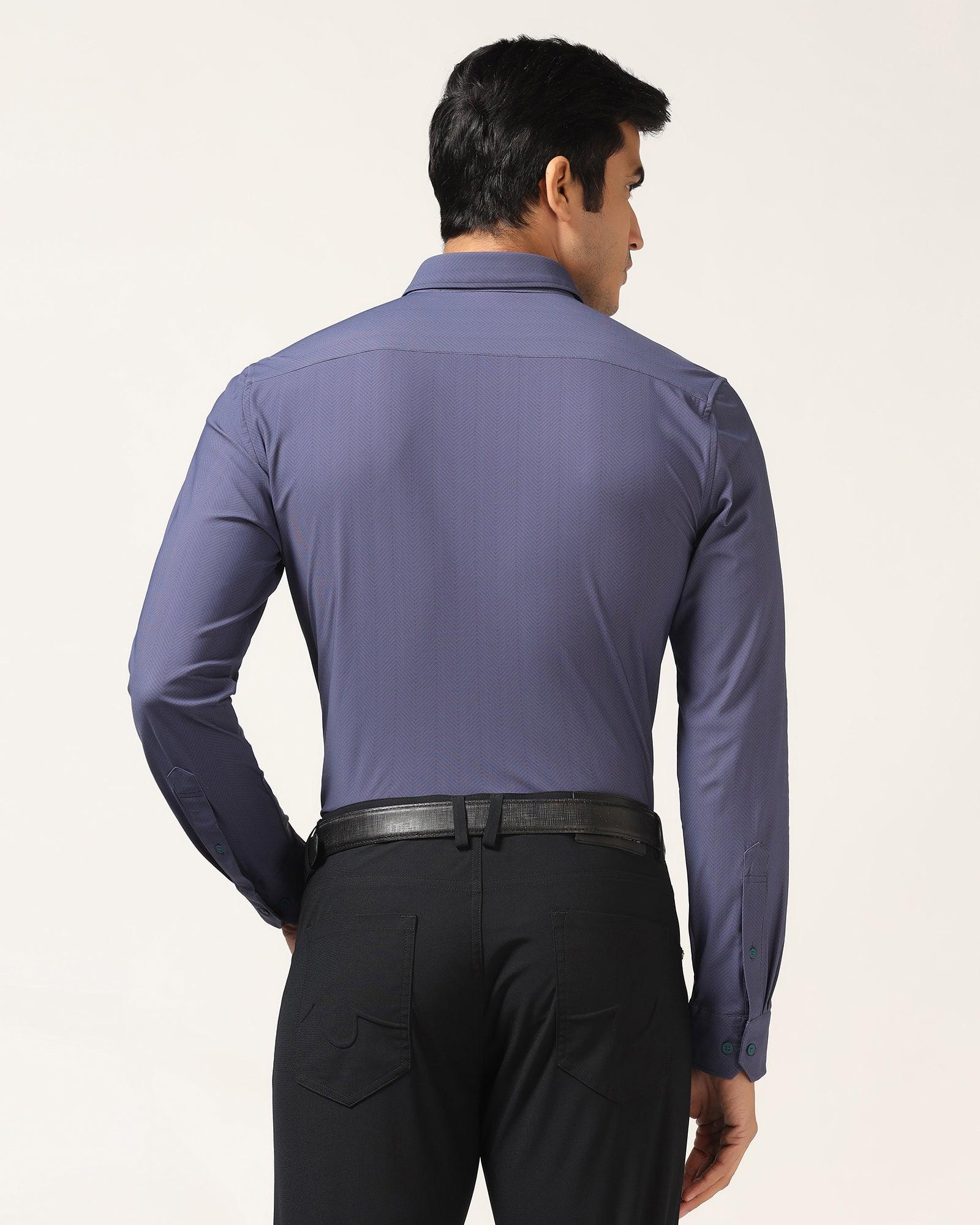 TechPro Formal Blue Textured Shirt - Mello - Blackberrys