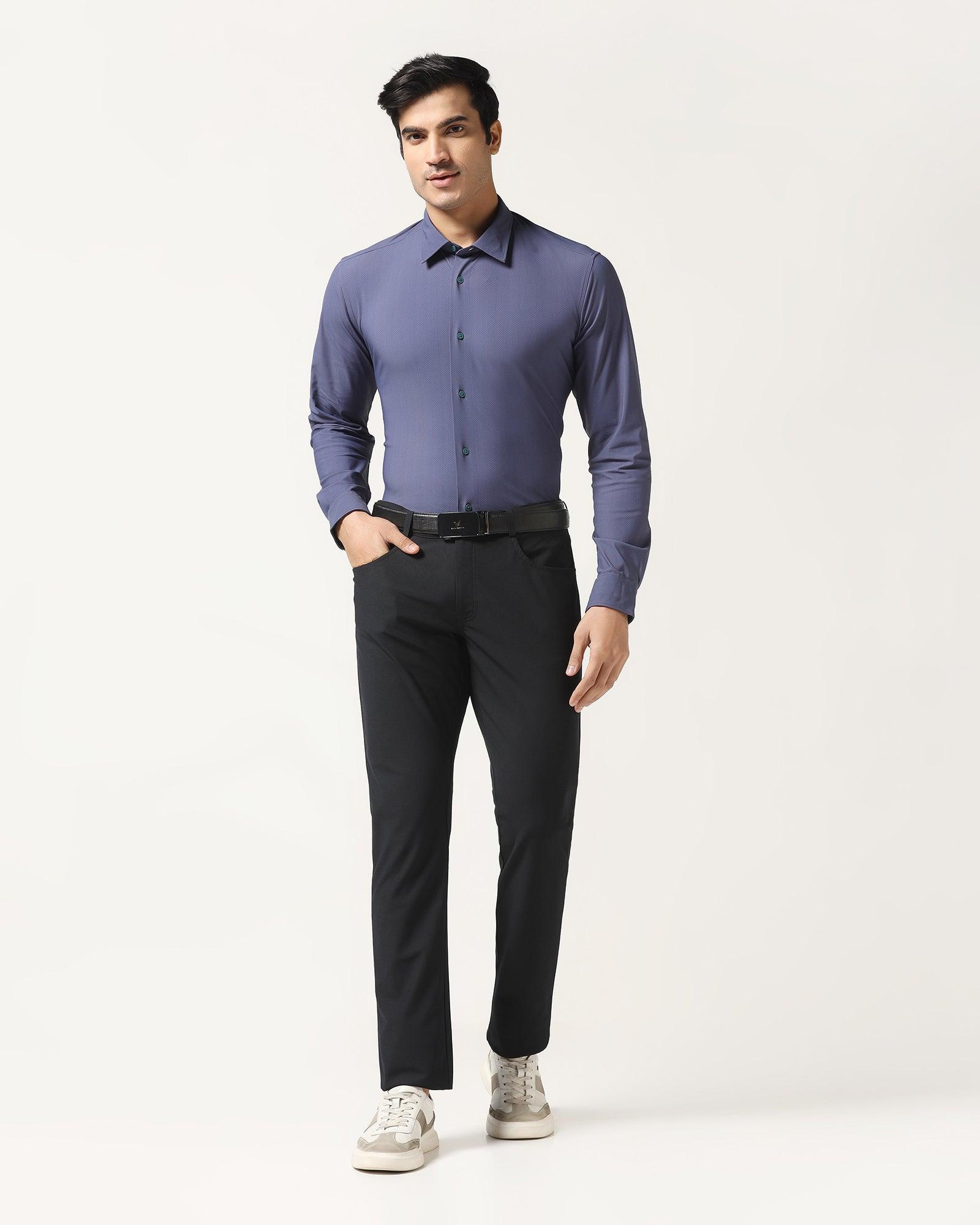 TechPro Formal Blue Textured Shirt - Mello - Blackberrys