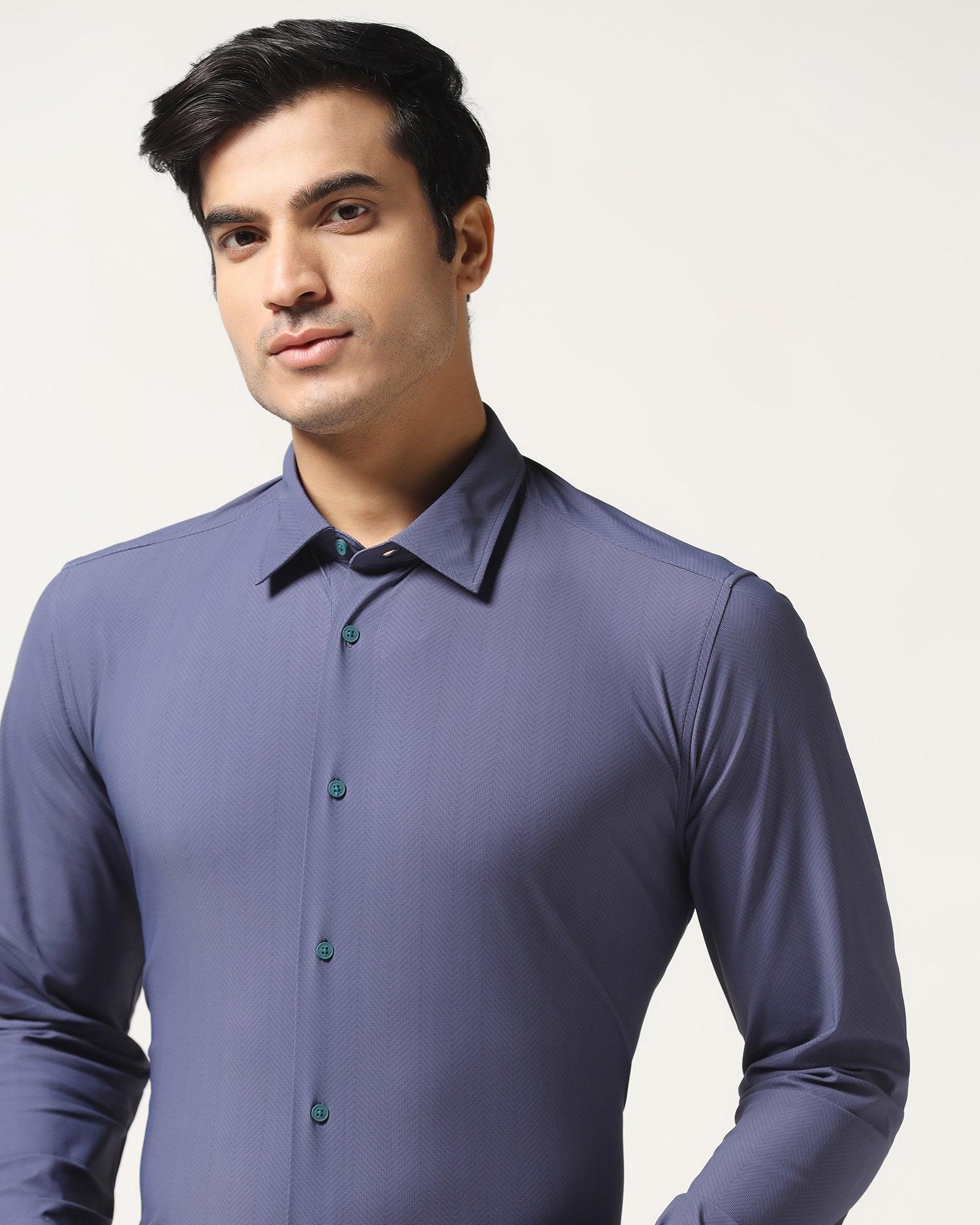 TechPro Formal Blue Textured Shirt - Mello - Blackberrys