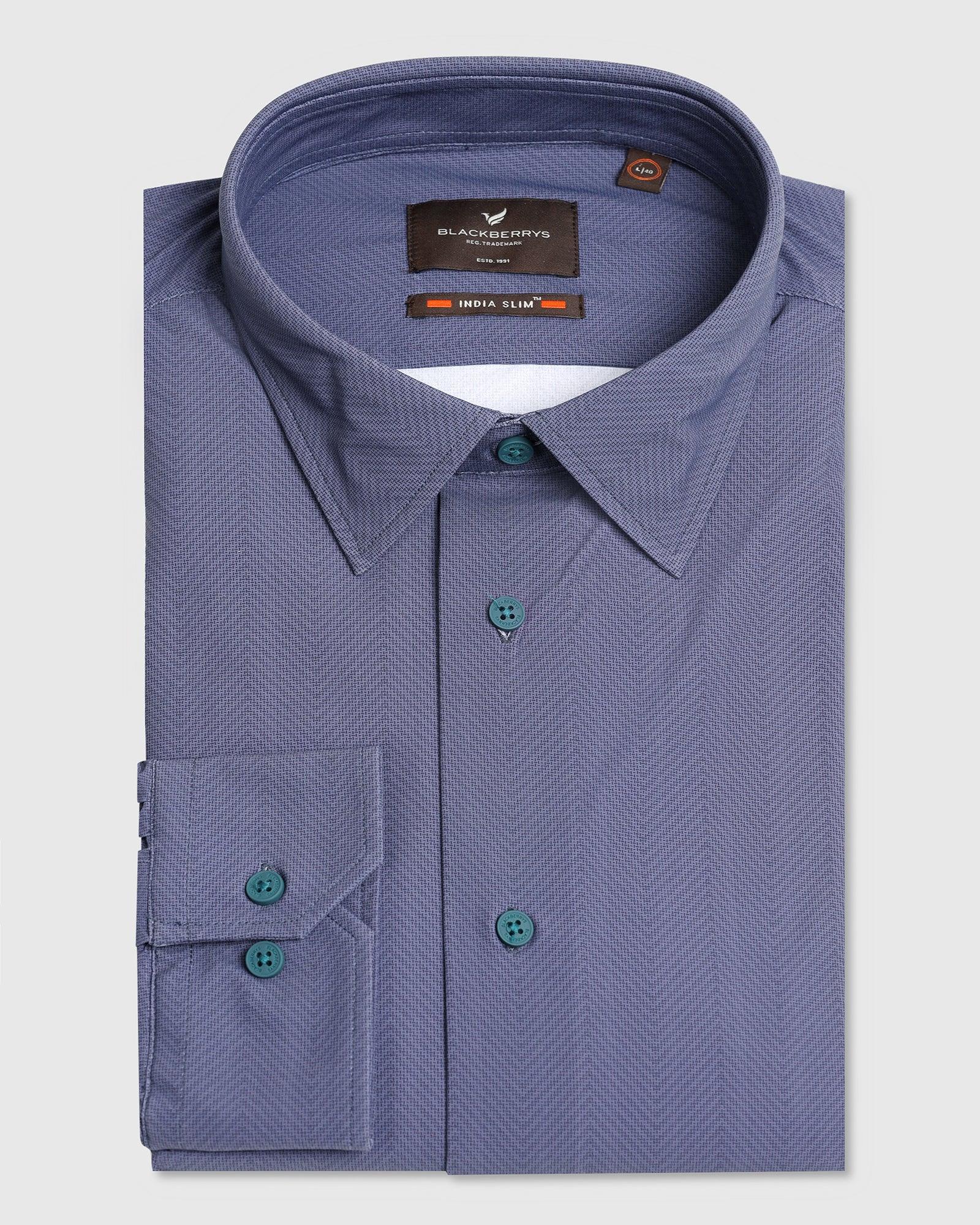 TechPro Formal Blue Textured Shirt - Mello - Blackberrys