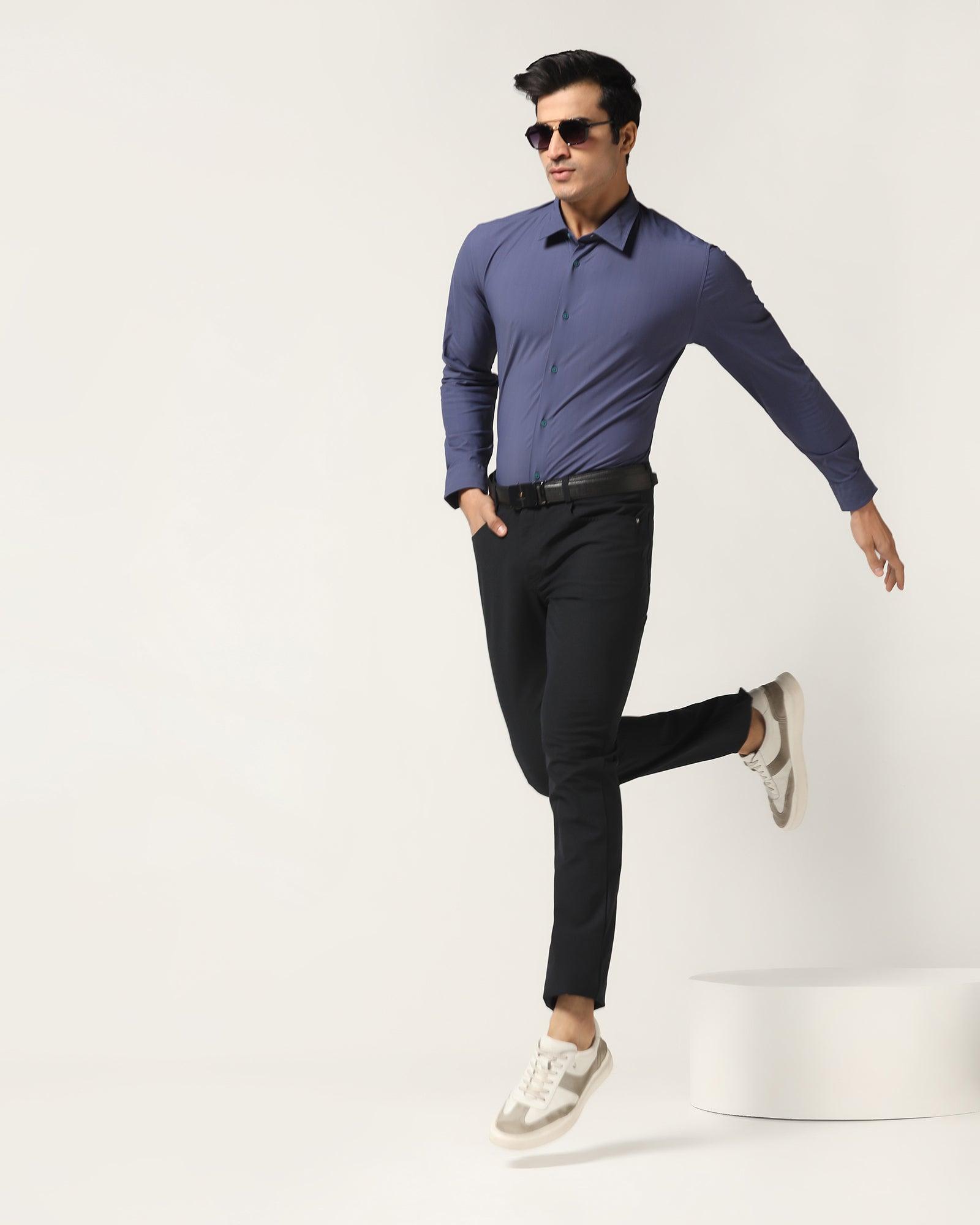 TechPro Formal Blue Textured Shirt - Mello - Blackberrys