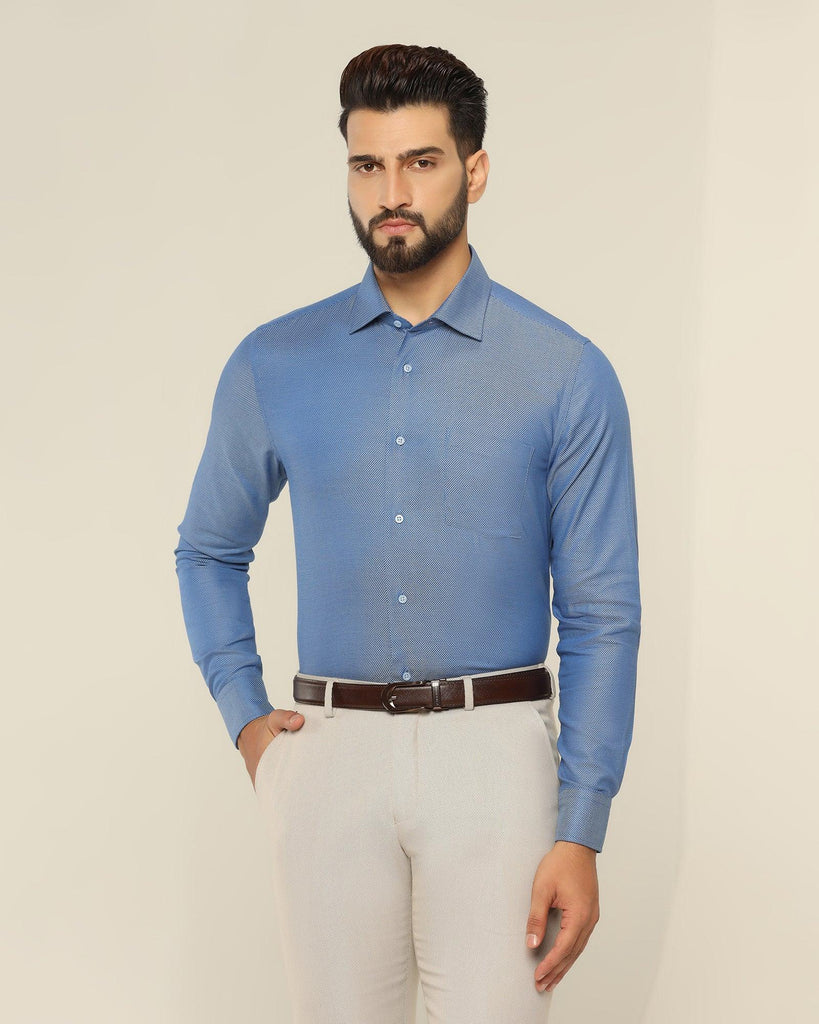 Formal Blue Textured Shirt - Quint