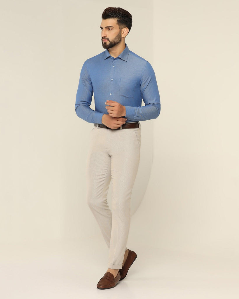 Formal Blue Textured Shirt - Quint