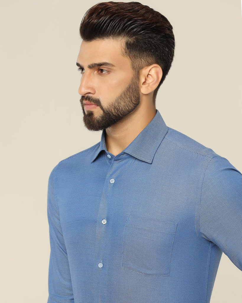 Formal Blue Textured Shirt - Quint