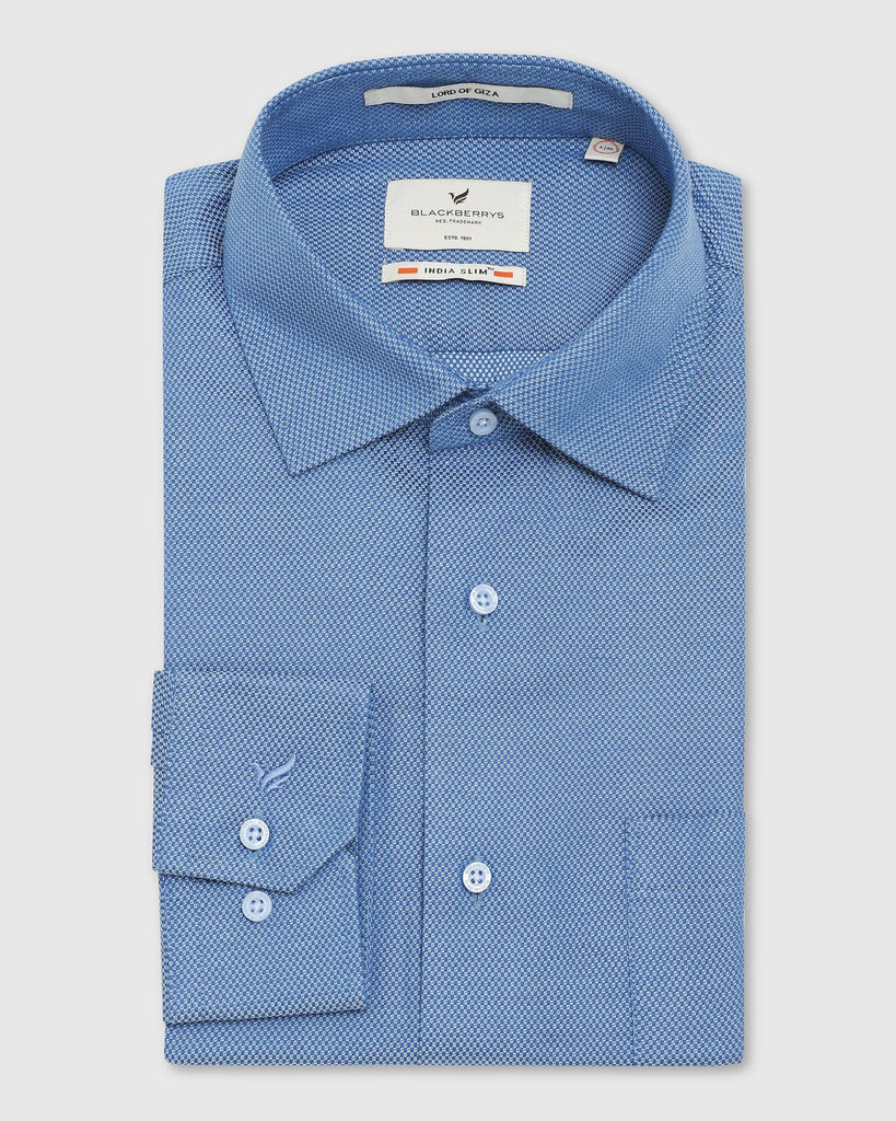 Formal Blue Textured Shirt - Quint