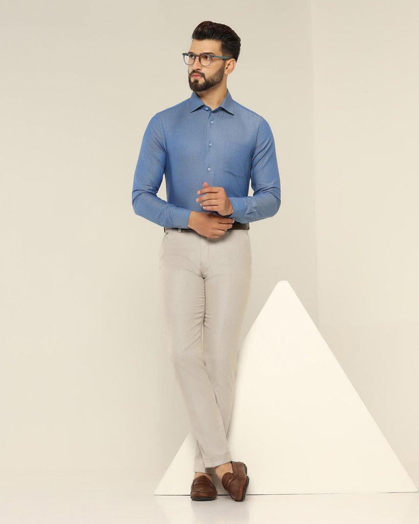 Formal Blue Textured Shirt - Quint