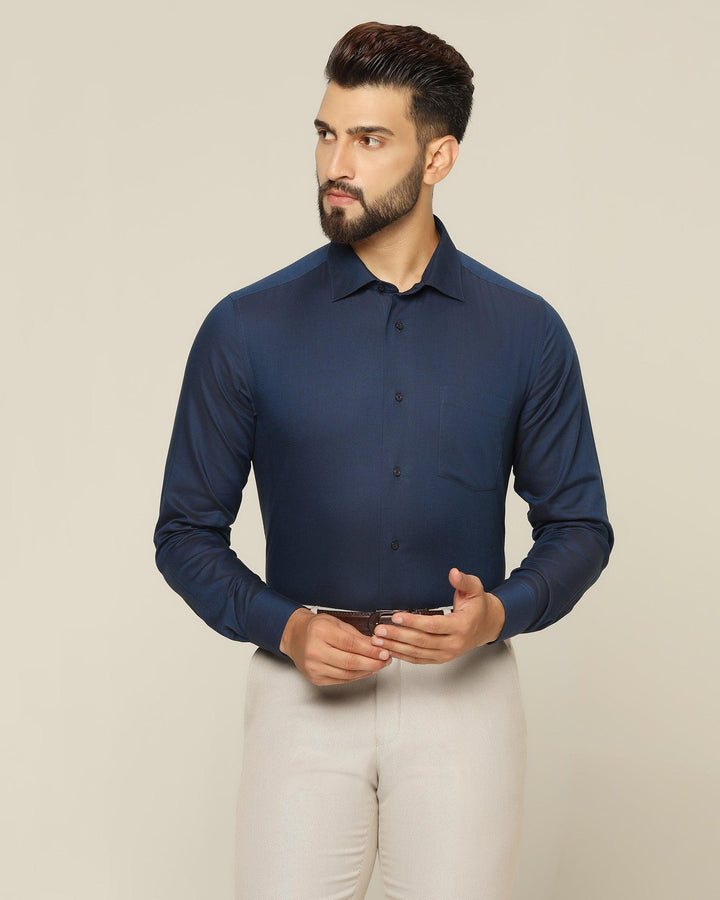 Formal Blue Textured Shirt - Setal