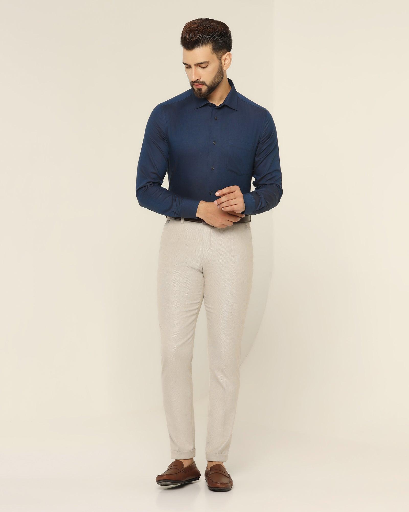 Formal Blue Textured Shirt - Setal